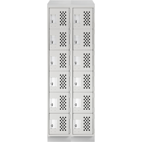 Assembled Lockerettes Clean Line Perforated Economy Lockers, 6 -tier, Bank of 2, 18" x 72" x 12", Steel Sécurité Médic