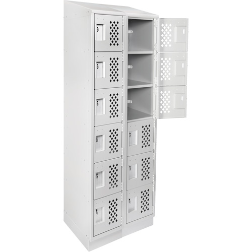 Assembled Lockerettes Clean Line Perforated Economy Lockers, 6 -tier, Bank of 2, 18" x 72" x 12", Steel Sécurité Médic