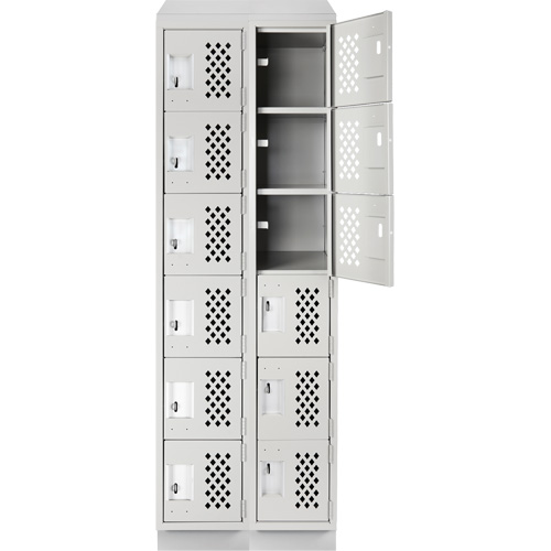 Assembled Lockerettes Clean Line Perforated Economy Lockers, 6 -tier, Bank of 2, 18" x 72" x 12", Steel Sécurité Médic