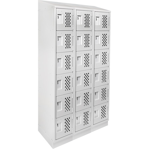 Assembled Lockerettes Clean Line Perforated Economy Lockers, 6 -tier, Bank of 3, 18" x 72" x 12", Steel Sécurité Médic