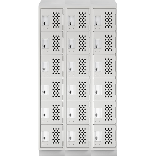 Assembled Lockerettes Clean Line Perforated Economy Lockers, 6 -tier, Bank of 3, 18" x 72" x 12", Steel Sécurité Médic