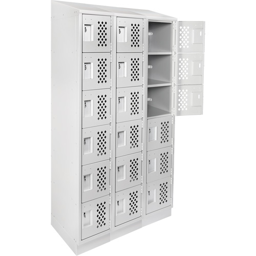 Assembled Lockerettes Clean Line Perforated Economy Lockers, 6 -tier, Bank of 3, 18" x 72" x 12", Steel Sécurité Médic