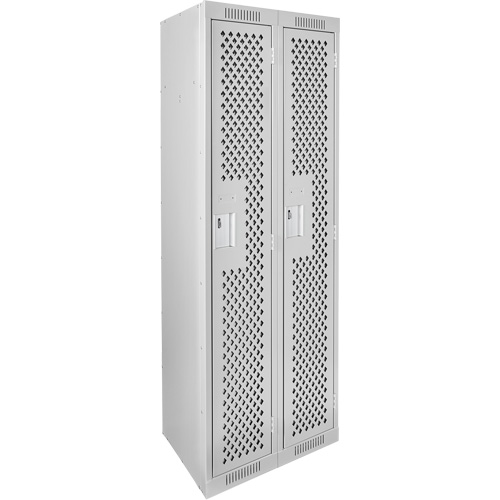 Clean Line Lockers, 2 -tier, 12" x 12" x 72", Steel, Grey, Rivet (Assembled), Perforated Sécurité Médic