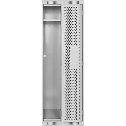 Clean Line Lockers, 2 -tier, 12" x 12" x 72", Steel, Grey, Rivet (Assembled), Perforated Sécurité Médic