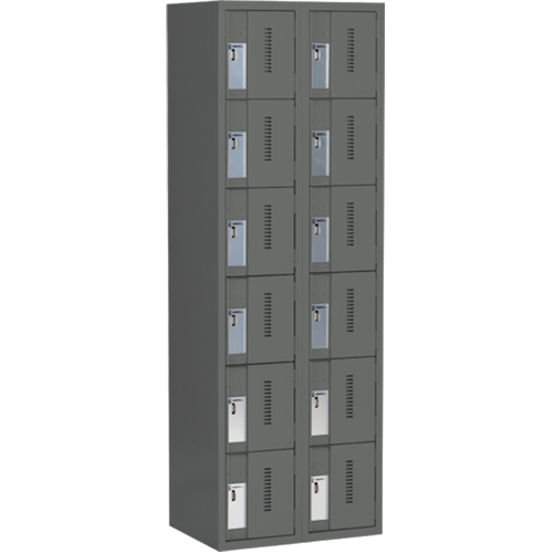 Casiers robustes Concorde, 6 niveaux, Bloc de 2, 24" x 18" x 72", Acier, Charbon, Soud&eacute; (assembl&eacute;) Sécurité Médic