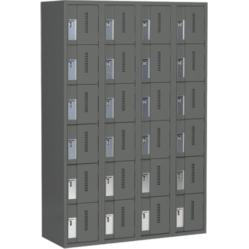 Casiers robustes Concorde, 6 niveaux, Bloc de 4, 48" x 18" x 72", Acier, Charbon, Soud&eacute; (assembl&eacute;) Sécurité Médic