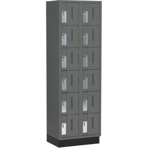 Concorde Heavy-Duty Lockers, 6 -tier, Bank of 2, 24" x 18" x 76", Steel, Charcoal, Welded (Assembled) Sécurité Médic