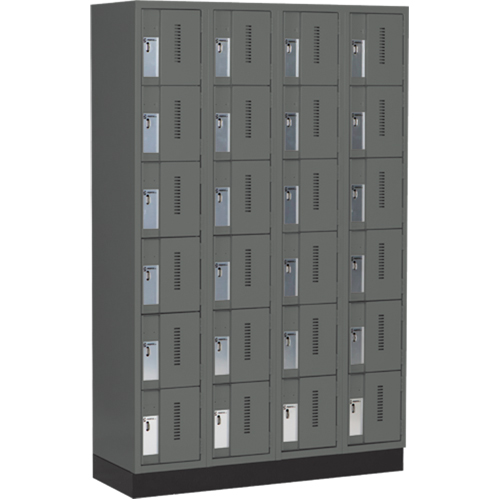 Casiers robustes Concorde, 6 niveaux, Bloc de 4, 48" x 18" x 76", Acier, Charbon, Soud&eacute; (assembl&eacute;) Sécurité Médic