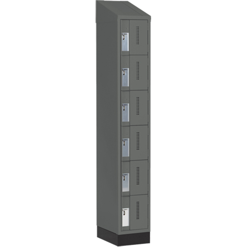 Concorde Heavy-Duty Lockers, 6 -tier, 12" x 18" x 82", Steel, Charcoal, Welded (Assembled) Sécurité Médic