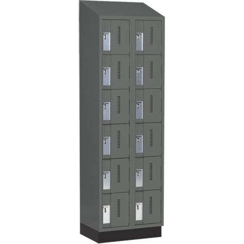 Concorde Heavy-Duty Lockers, 6 -tier, Bank of 2, 24" x 18" x 82", Steel, Charcoal, Welded (Assembled) Sécurité Médic
