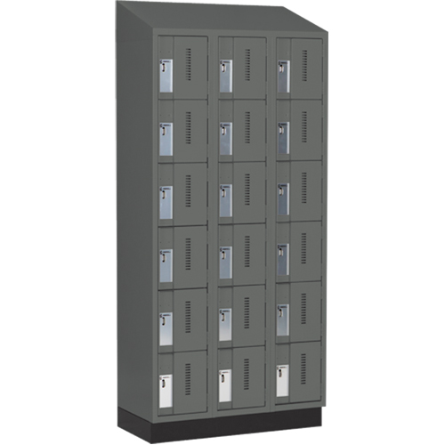 Concorde Heavy-Duty Lockers, 6 -tier, Bank of 3, 36" x 18" x 82", Steel, Charcoal, Welded (Assembled) Sécurité Médic