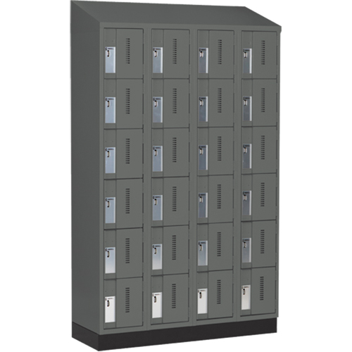 Concorde Heavy-Duty Lockers, 6 -tier, Bank of 4, 48" x 18" x 82", Steel, Charcoal, Welded (Assembled) Sécurité Médic