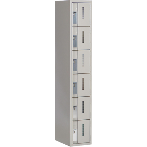Concorde Heavy-Duty Lockers, 6 -tier, 12" x 18" x 72", Steel, Grey, Welded (Assembled) Sécurité Médic