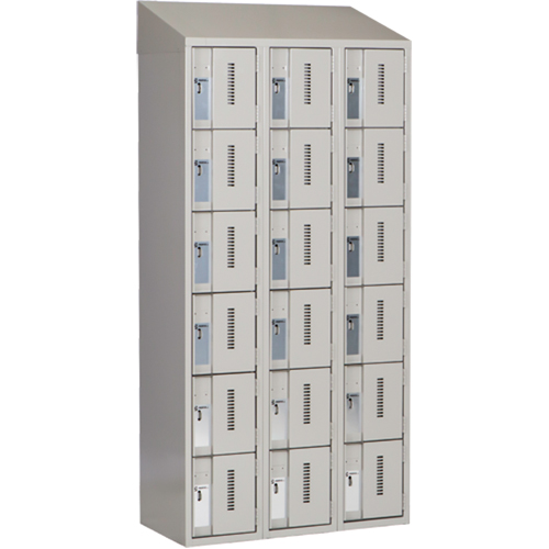 Casiers robustes Concorde, 6 niveaux, Bloc de 3, 36" x 18" x 78", Acier, Gris, Soud&eacute; (assembl&eacute;) Sécurité Médic