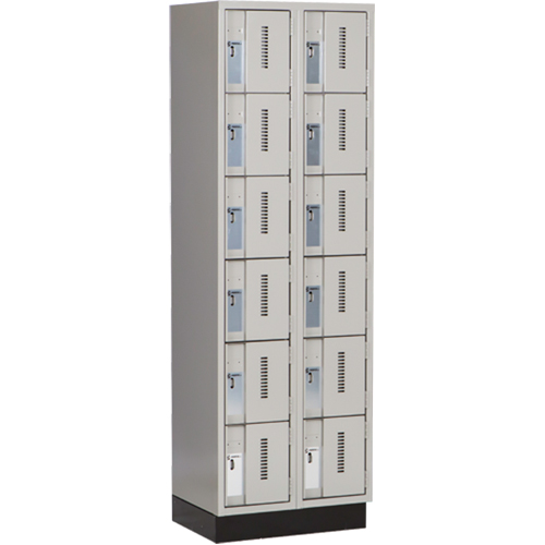 Casiers robustes Concorde, 6 niveaux, Bloc de 2, 24" x 18" x 76", Acier, Gris, Soud&eacute; (assembl&eacute;) Sécurité Médic