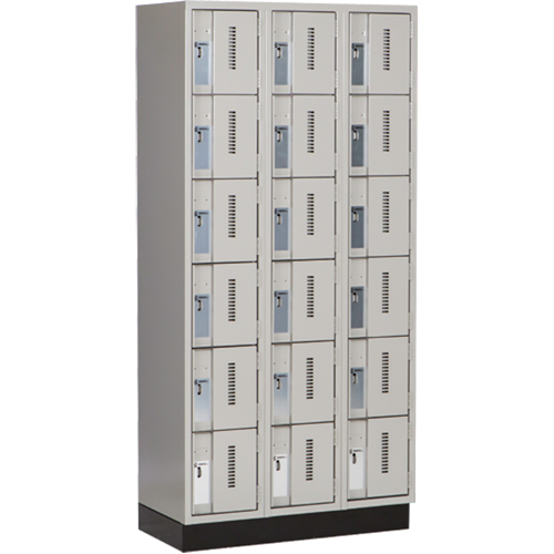 Concorde Heavy-Duty Lockers, 6 -tier, Bank of 3, 36" x 18" x 76", Steel, Grey, Welded (Assembled) Sécurité Médic