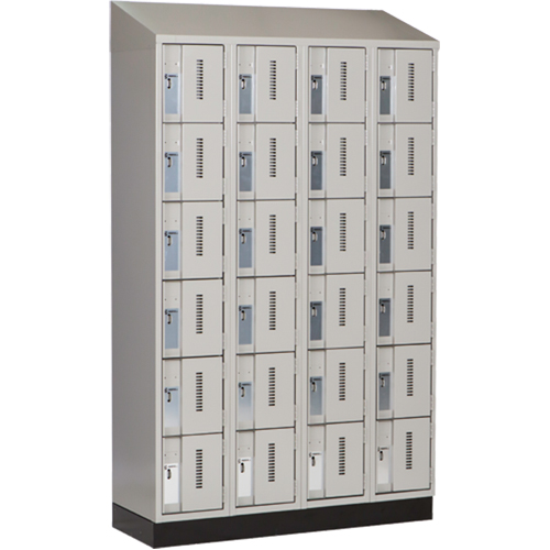 Concorde Heavy-Duty Lockers, 6 -tier, Bank of 4, 48" x 18" x 82", Steel, Grey, Welded (Assembled) Sécurité Médic