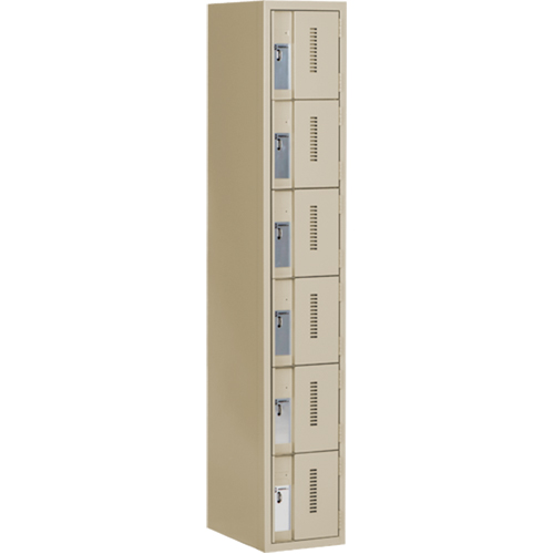 Concorde Heavy-Duty Lockers, 6 -tier, 12" x 18" x 72", Steel, Beige, Welded (Assembled) Sécurité Médic