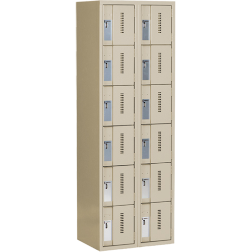 Casiers robustes Concorde, 6 niveaux, Bloc de 2, 24" x 18" x 72", Acier, Beige, Soud&eacute; (assembl&eacute;) Sécurité Médic