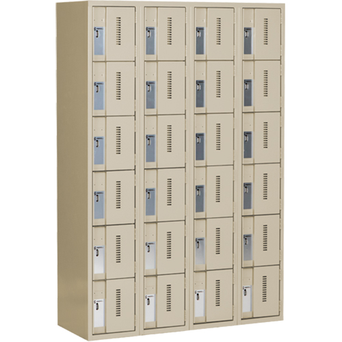 Concorde Heavy-Duty Lockers, 6 -tier, Bank of 4, 48" x 18" x 72", Steel, Beige, Welded (Assembled) Sécurité Médic