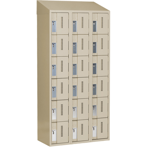 Casiers robustes Concorde, 6 niveaux, Bloc de 3, 36" x 18" x 78", Acier, Beige, Soud&eacute; (assembl&eacute;) Sécurité Médic