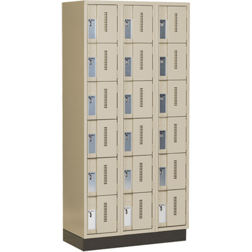 Concorde Heavy-Duty Lockers, 6 -tier, Bank of 3, 36" x 18" x 76", Steel, Beige, Welded (Assembled) Sécurité Médic