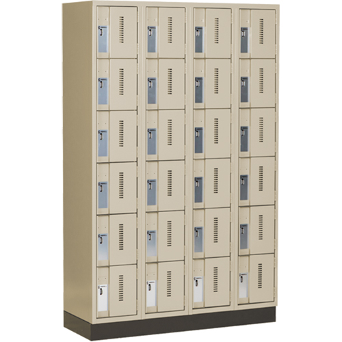 Casiers robustes Concorde, 6 niveaux, Bloc de 4, 48" x 18" x 76", Acier, Beige, Soud&eacute; (assembl&eacute;) Sécurité Médic
