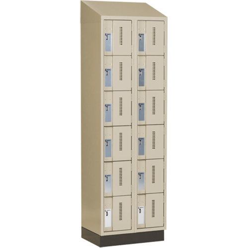 Concorde Heavy-Duty Lockers, 6 -tier, Bank of 2, 24" x 18" x 82", Steel, Beige, Welded (Assembled) Sécurité Médic