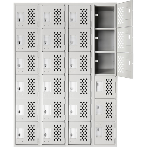 Petits casiers Clean Line, 6 niveaux, Bloc de 4, 18" x 72" x 12", Acier Sécurité Médic