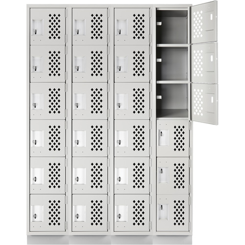 Casiers &eacute;conomiques perfor&eacute;s et assembl&eacute;s Clean Line, 6 niveaux, Bloc de 4, 18" x 72" x 12", Acier Sécurité Médic