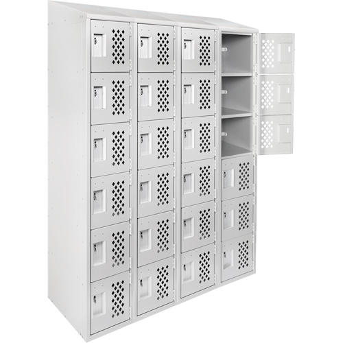 Casiers &eacute;conomiques perfor&eacute;s et assembl&eacute;s Clean Line, 6 niveaux, Bloc de 4, 18" x 72" x 12", Acier Sécurité Médic