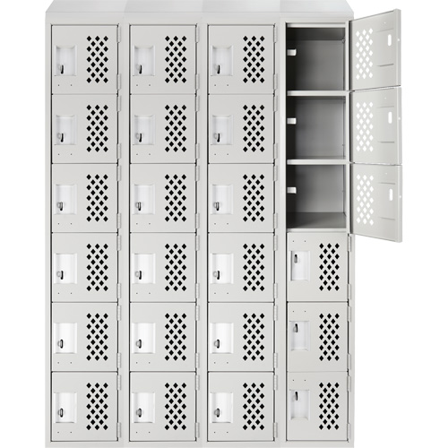 Casiers &eacute;conomiques perfor&eacute;s et assembl&eacute;s Clean Line, 6 niveaux, Bloc de 4, 18" x 72" x 12", Acier Sécurité Médic