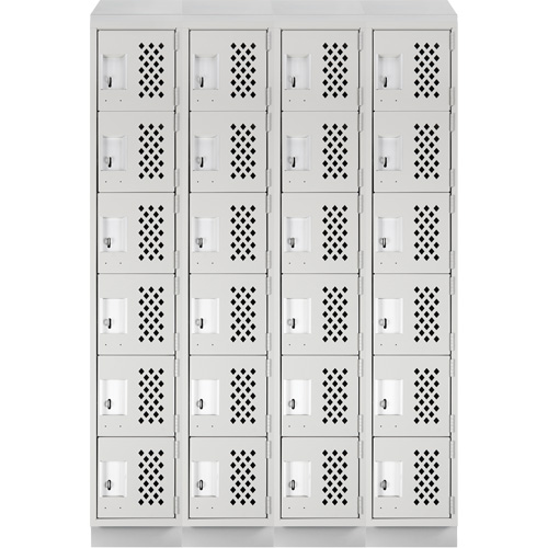 Assembled Clean Line Perforated Economy Lockers, 6 -tier, Bank of 4, 18" x 72" x 12", Steel Sécurité Médic