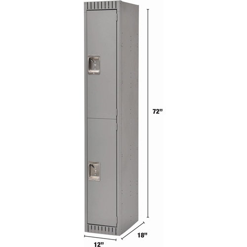 Lockers, 2 -tier, 12" x 18" x 72", Steel, Grey, Knocked Down Sécurité Médic