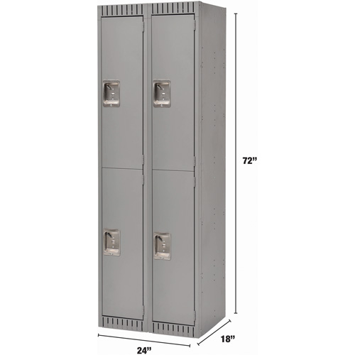 Casiers, 2 niveaux, Bloc de 2, 24" x 18" x 72", Acier, Gris, D&eacute;mont&eacute; Sécurité Médic