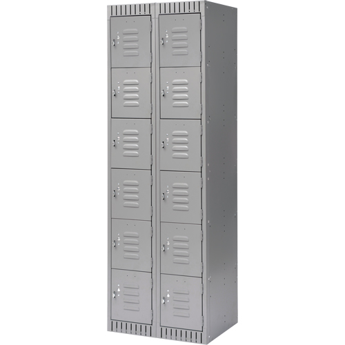 Casiers, 6 niveaux, Bloc de 2, 24" x 18" x 72", Acier, Gris, D&eacute;mont&eacute; Sécurité Médic