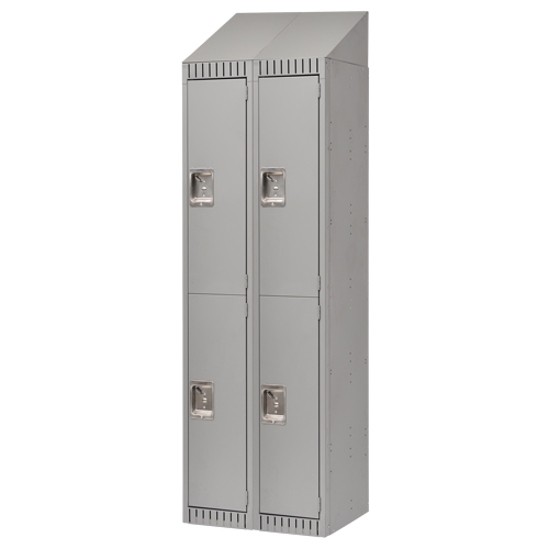 Assembled Lockers, 2 -tier, Bank of 2, 24" x 18" x 72", Steel, Grey, Rivet (Assembled) Sécurité Médic