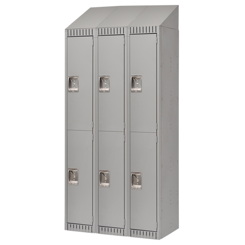 Assembled Lockers, 2 -tier, Bank of 3, 36" x 18" x 72", Steel, Grey, Rivet (Assembled) Sécurité Médic