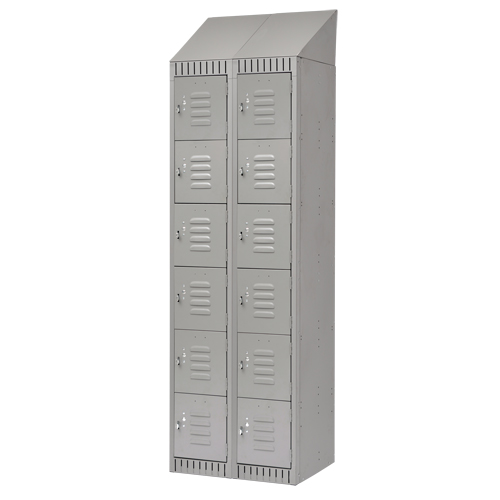 Casiers, 6 niveaux, Bloc de 2, 24" x 18" x 82", Acier, Gris, D&eacute;mont&eacute; Sécurité Médic
