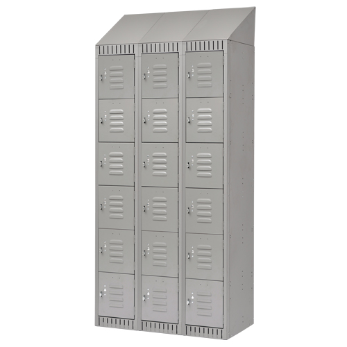 Lockers, 6 -tier, Bank of 3, 36" x 18" x 82", Steel, Grey, Knocked Down Sécurité Médic