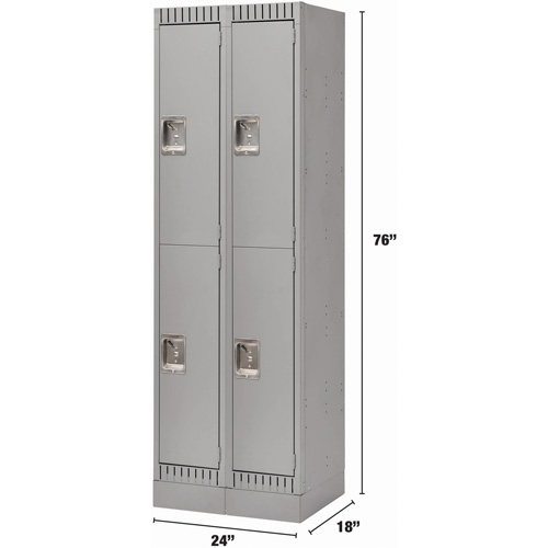 Casiers, 2 niveaux, Bloc de 2, 24" x 18" x 76", Acier, Gris, D&eacute;mont&eacute; Sécurité Médic