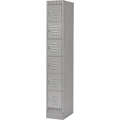 Lockers, 6 -tier, 12" x 18" x 76", Steel, Grey, Knocked Down Sécurité Médic