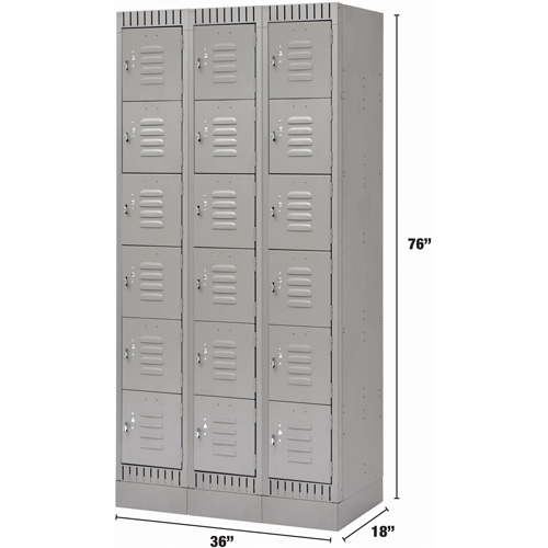 Casiers, 6 niveaux, Bloc de 3, 36" x 18" x 76", Acier, Gris, D&eacute;mont&eacute; Sécurité Médic