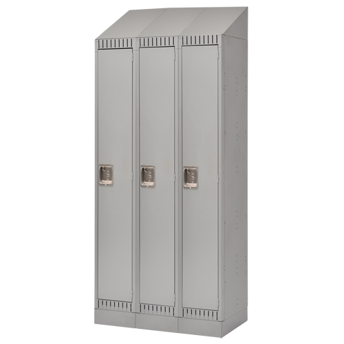 Assembled Lockers, Bank of 3, 36" x 18" x 72", Steel, Grey, Rivet (Assembled) Sécurité Médic