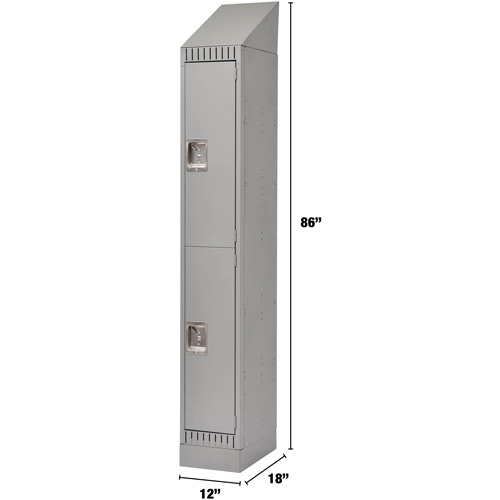 Lockers, 2 -tier, 12" x 18" x 86", Steel, Grey, Knocked Down Sécurité Médic