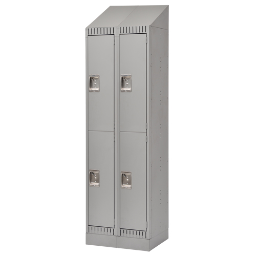 Assembled Lockers, 2 -tier, Bank of 2, 24" x 18" x 72", Steel, Grey, Rivet (Assembled) Sécurité Médic