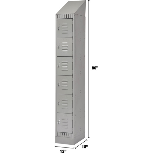 Lockers, 6 -tier, 12" x 18" x 86", Steel, Grey, Knocked Down Sécurité Médic