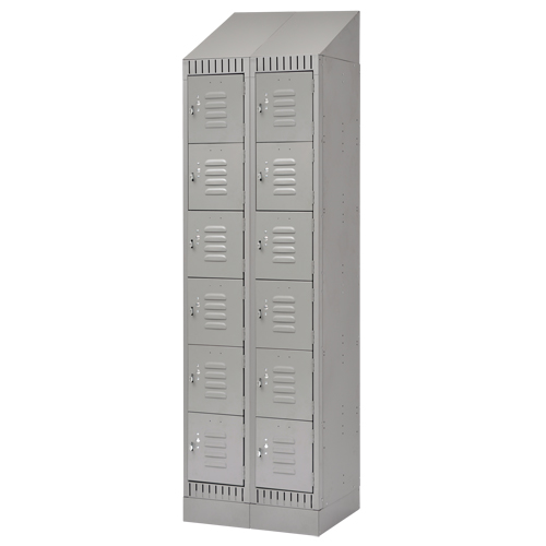 Casiers, 6 niveaux, Bloc de 2, 24" x 18" x 86", Acier, Gris, D&eacute;mont&eacute; Sécurité Médic
