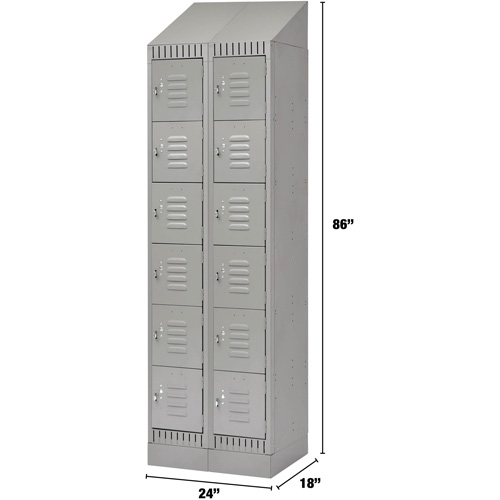Casiers, 6 niveaux, Bloc de 2, 24" x 18" x 86", Acier, Gris, D&eacute;mont&eacute; Sécurité Médic