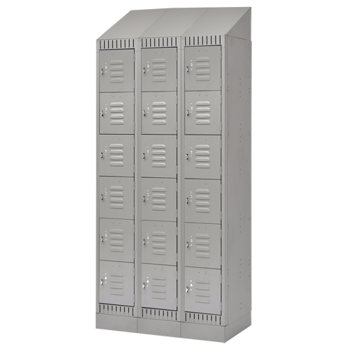 Lockers, 6 -tier, Bank of 3, 36" x 18" x 86", Steel, Grey, Knocked Down Sécurité Médic